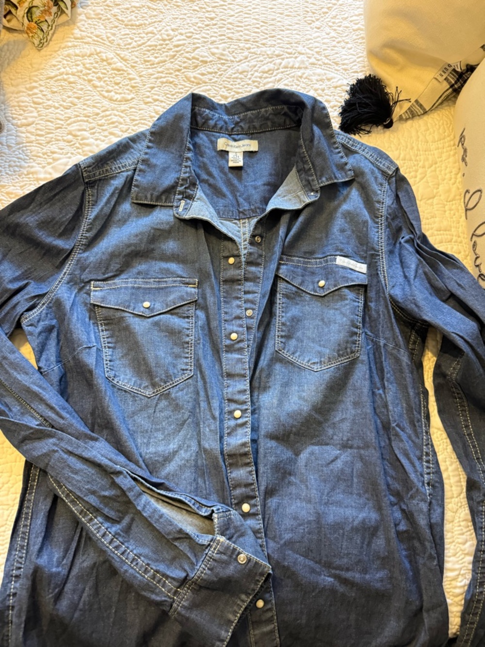 Calvin Klein Blue Denim Button-Down Shirt
